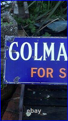 Original Vintage Antique Enamel Colmans Wash Blue Advertising Sign