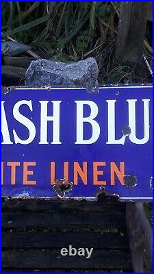 Original Vintage Antique Enamel Colmans Wash Blue Advertising Sign