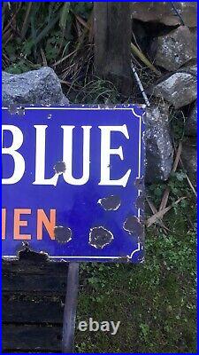 Original Vintage Antique Enamel Colmans Wash Blue Advertising Sign
