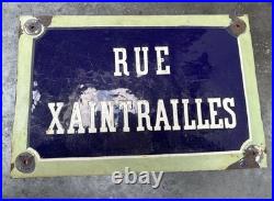 Original Vintage Antique Enamel French Road Sign Rue Xaintrailles