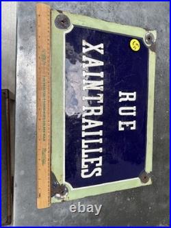 Original Vintage Antique Enamel French Road Sign Rue Xaintrailles