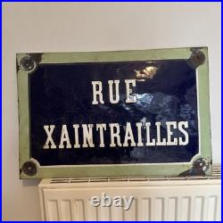Original Vintage Antique Enamel French Road Sign Rue Xaintrailles
