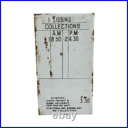 Original Vintage/Antique Royal Mail GPO Postbox Enamel Collection Plate Lidsing