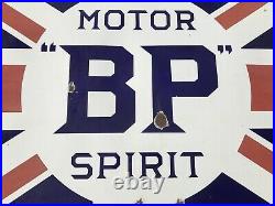 Original Vintage BP Motor Spirit Enamel Sign 6ft X 4ft Rare Union Jack Sign