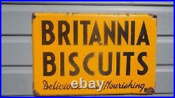 Original Vintage Britania Biscuits enamel sign