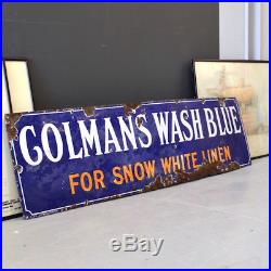 Original Vintage COLEMANS WASH BLUE Enamel Sign