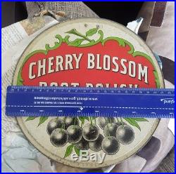 Original Vintage Cherry Blossom Advertising display sign tin. Not enamel. Pair