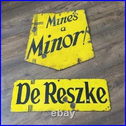 Original Vintage Double-Sided De Reszke Minor Enamel Advertising Sign