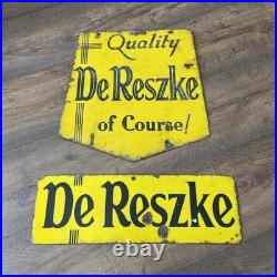Original Vintage Double-Sided De Reszke Minor Enamel Advertising Sign