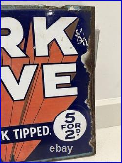 Original Vintage Double Sided Enamel Metal Sign for Park Drive Cigarettes 1940s