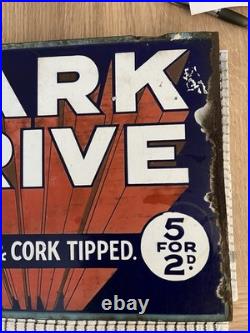 Original Vintage Double Sided Enamel Metal Sign for Park Drive Cigarettes 1940s
