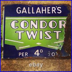 Original Vintage Double Sided Enamel Sign Condor Twist And Park Drive