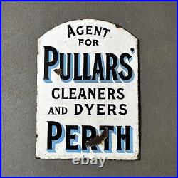 Original Vintage Double Sided Enamel Sign'Pullers Dye Works