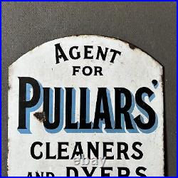 Original Vintage Double Sided Enamel Sign'Pullers Dye Works