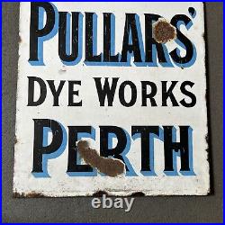 Original Vintage Double Sided Enamel Sign'Pullers Dye Works
