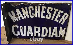 Original, Vintage, Double Sided,'Manchester Guardian' Enamel Advertising Sign