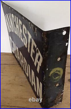 Original, Vintage, Double Sided,'Manchester Guardian' Enamel Advertising Sign