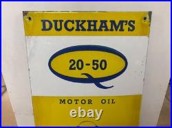 Original Vintage Duckham's 20-50 Motor Oil Enamel Sign