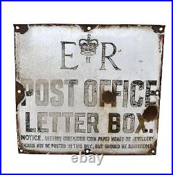 Original Vintage ERII Enamel Post Box Sign Vintage Enamel Letter Box Sign UKAA