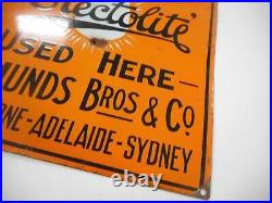 Original Vintage Electolite Edmunds Bros Enamel Sign. Maker Simpson Adelaide