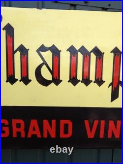 Original Vintage Enamel Advertising Sign For Red Wine French