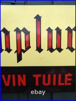Original Vintage Enamel Advertising Sign For Red Wine French