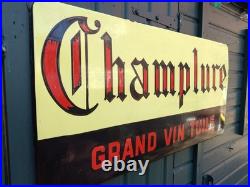 Original Vintage Enamel Advertising Sign For Red Wine French