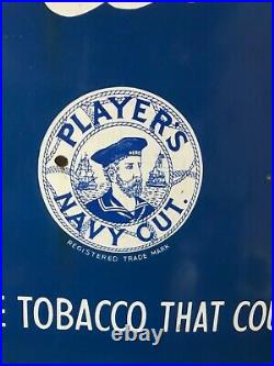 Original Vintage Enamel Advertising Sign Players Please Navy Cut Tobacco