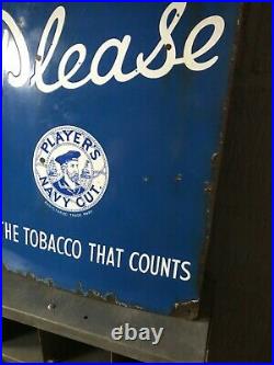 Original Vintage Enamel Advertising Sign Players Please Navy Cut Tobacco