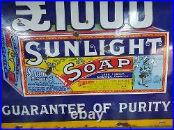 Original Vintage Enamel Advertising Sign'Sunlight Soap' Lever Bros 69cm X 92cm