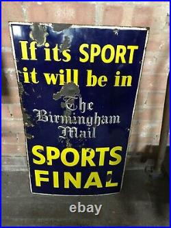 Original Vintage Enamel Birmingham Mail Sports Final Advertising Sign