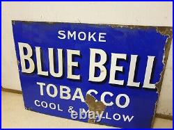 Original Vintage Enamel Blue Bell Tobacco Advertising Sign Double Sided