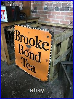 Original Vintage Enamel Brooke Bond Tea Advertising Sign Large