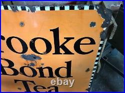 Original Vintage Enamel Brooke Bond Tea Advertising Sign Large