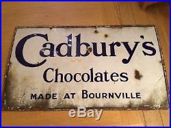 Original Vintage Enamel Cadbury Chocolate Sign