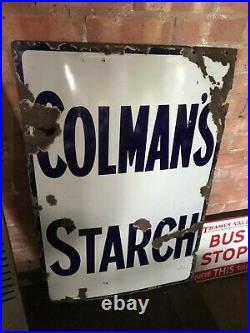 Original Vintage Enamel Colmans Starch Advertising Sign