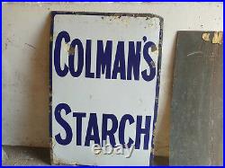 Original Vintage Enamel Colmans Starch Advertising Sign Found In Norwich Norfolk
