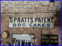 Original Vintage Enamel Early Spratts Dog Cakes Advertising Sign