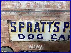 Original Vintage Enamel Early Spratts Dog Cakes Advertising Sign