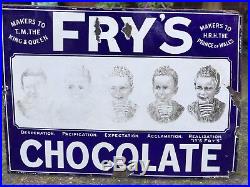 Original Vintage Enamel Frys Chocolate Five Boys Enamel Sign