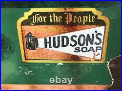 Original Vintage Enamel Hudsons Soap Sign