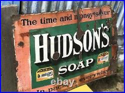 Original Vintage Enamel Hudsons Soap Sign