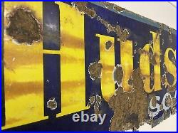 Original Vintage Enamel Hudsons Soap Sign on Framed Mount Board