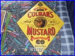 Original Vintage Enamel Metal Sign 27 X 20.5 Inch Colmans Mustard