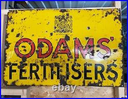 Original Vintage Enamel Odams Fertilisers Advertising Sign