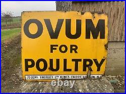 Original Vintage Enamel Ovam Poultry Advertising Sign
