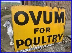 Original Vintage Enamel Ovam Poultry Advertising Sign
