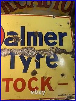 Original Vintage Enamel Palmer Tyres Sign Double Sided