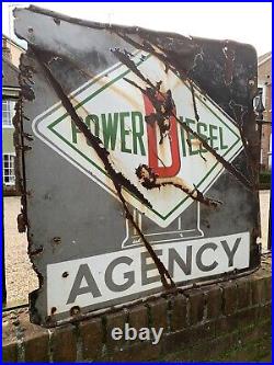 Original Vintage Enamel Power Diesal Agency Motor Sign