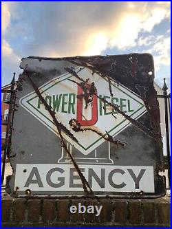 Original Vintage Enamel Power Diesal Agency Motor Sign